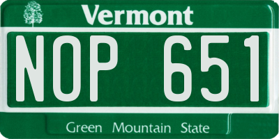 VT license plate NOP651