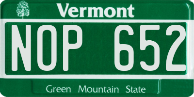 VT license plate NOP652