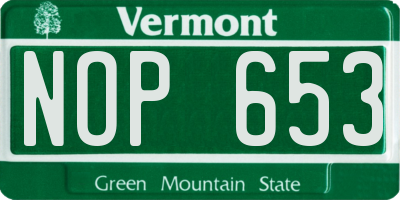 VT license plate NOP653