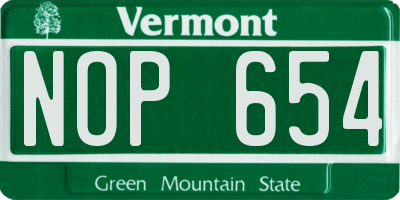 VT license plate NOP654