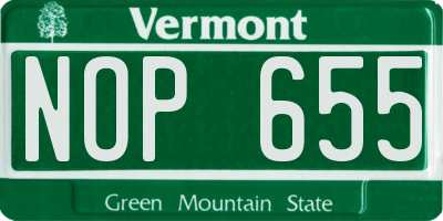 VT license plate NOP655