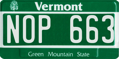 VT license plate NOP663