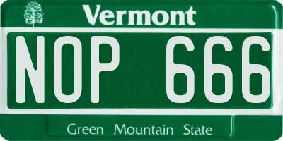 VT license plate NOP666