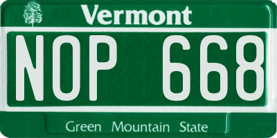 VT license plate NOP668