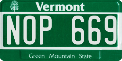 VT license plate NOP669
