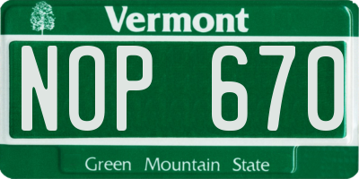 VT license plate NOP670