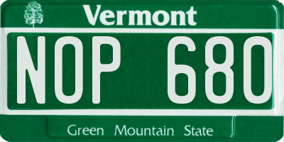 VT license plate NOP680
