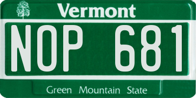 VT license plate NOP681