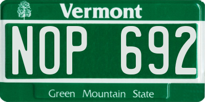 VT license plate NOP692
