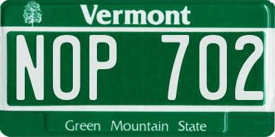VT license plate NOP702