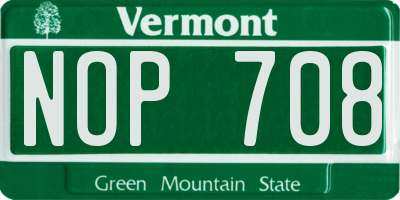 VT license plate NOP708