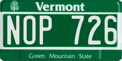 VT license plate NOP726
