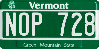 VT license plate NOP728