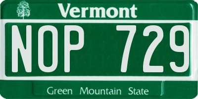 VT license plate NOP729