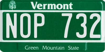 VT license plate NOP732