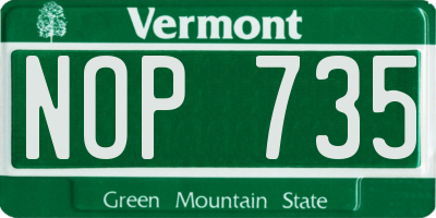 VT license plate NOP735