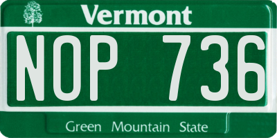 VT license plate NOP736