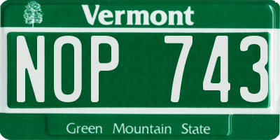 VT license plate NOP743