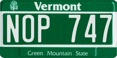 VT license plate NOP747