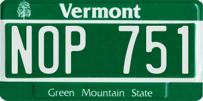 VT license plate NOP751