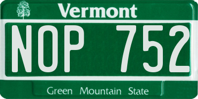 VT license plate NOP752