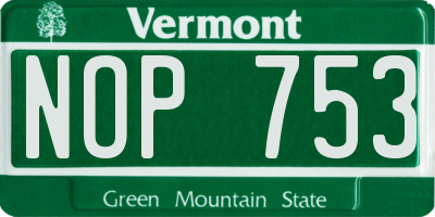 VT license plate NOP753