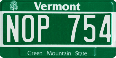 VT license plate NOP754