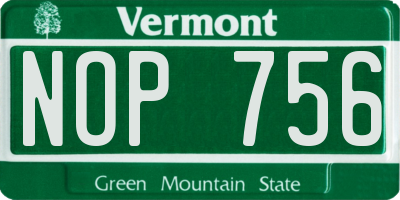 VT license plate NOP756