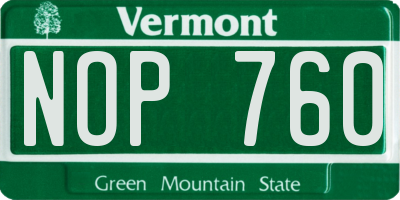 VT license plate NOP760