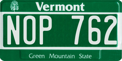 VT license plate NOP762