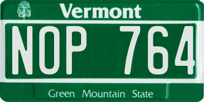 VT license plate NOP764