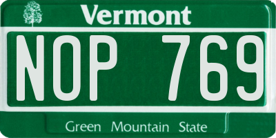 VT license plate NOP769