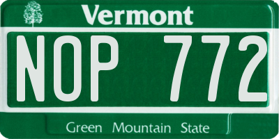 VT license plate NOP772