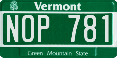 VT license plate NOP781