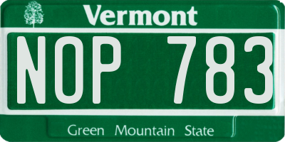 VT license plate NOP783