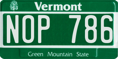 VT license plate NOP786