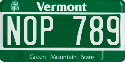 VT license plate NOP789