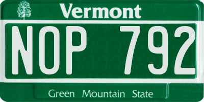 VT license plate NOP792