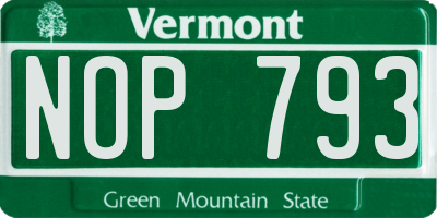 VT license plate NOP793