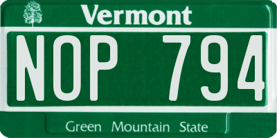 VT license plate NOP794
