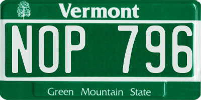 VT license plate NOP796