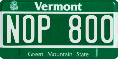VT license plate NOP800