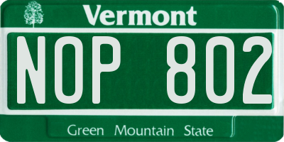VT license plate NOP802