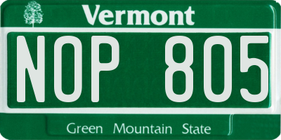 VT license plate NOP805