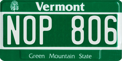 VT license plate NOP806