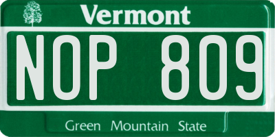 VT license plate NOP809