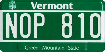 VT license plate NOP810