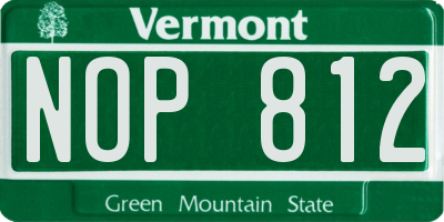 VT license plate NOP812