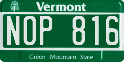 VT license plate NOP816