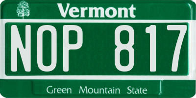 VT license plate NOP817